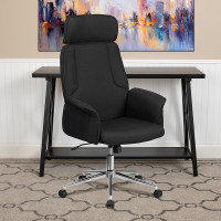 Flash Furniture CH-CX0944H-BK-GG Black Fabric Office Chair in Black